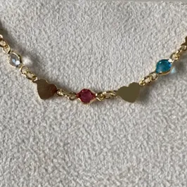 Pulseira Coração Liso com Zircônia Colorida