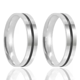 Aliança Steel Prata 4mm Com Detalhe Preto no Meio