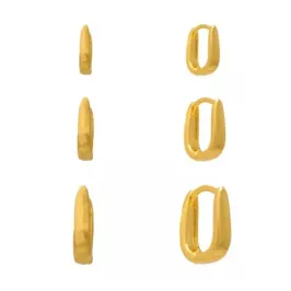 Argola Gota Lisa Quadradra M Ouro