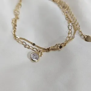 Pulseira Dupla Plaquinhas com Zircônia Cristal