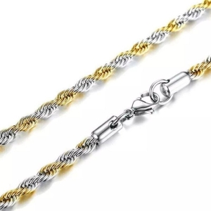 Corrente Aço Inox Baiana Prateada e Dourada 0.6mm