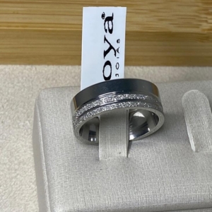 Aliança Steel  Dois Frisos Diamantados 8mm