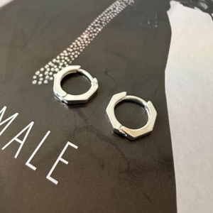 Argola G Prata Hexagonal