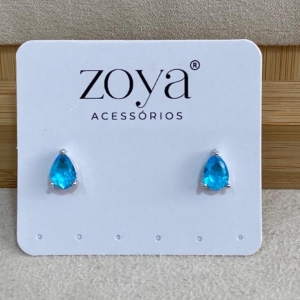 * Brinco Gota Acqua Blue Ice Stone