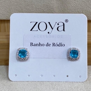 * Brinco Quadrado Acqua Blue Ice Stone