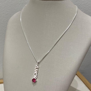 Colar Amor e Pedra Rosa