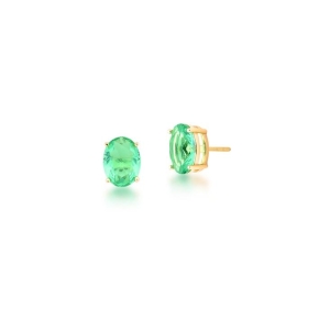 *Brinco Oval Pedra Verde