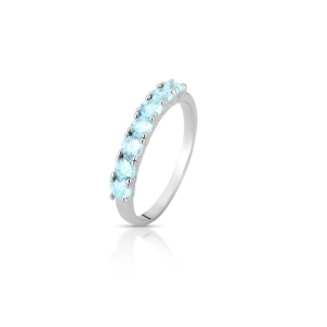 *Anel Meia Aliança Aqua Blue M