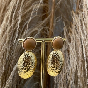 Argola  Trabalhado Circulo Marrom