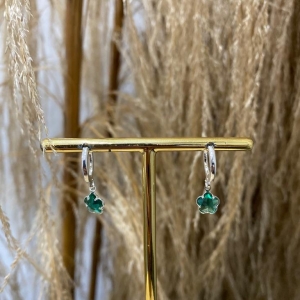 Brinco Argolinha Trevo Verde