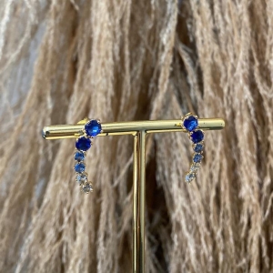 Brinco Ear Cuff Cristais Azul