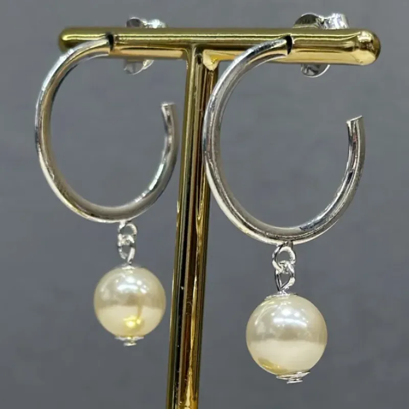 Argola Com Pérola Pêndulo