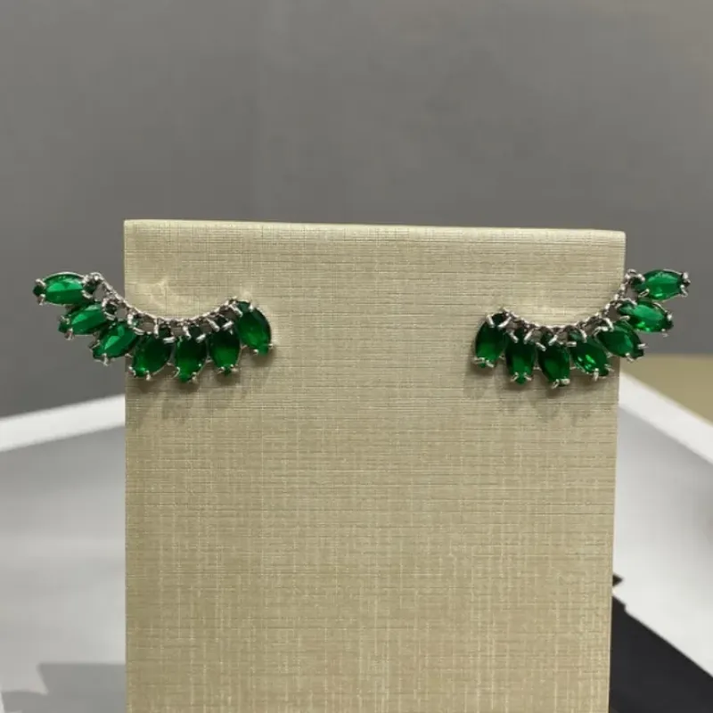 Earcuff Luccy Prateado Esmeralda