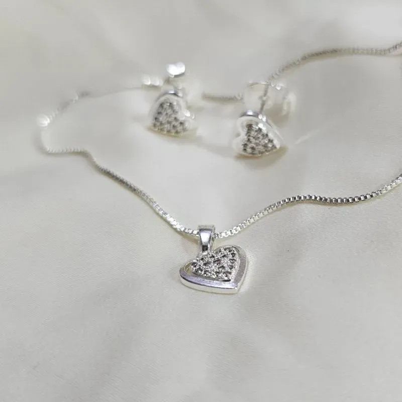 Conjunto Coração Liso & Cravejado (45cm)