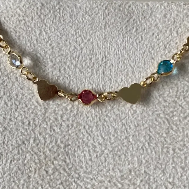 Pulseira Coração Liso com Zircônia Colorida