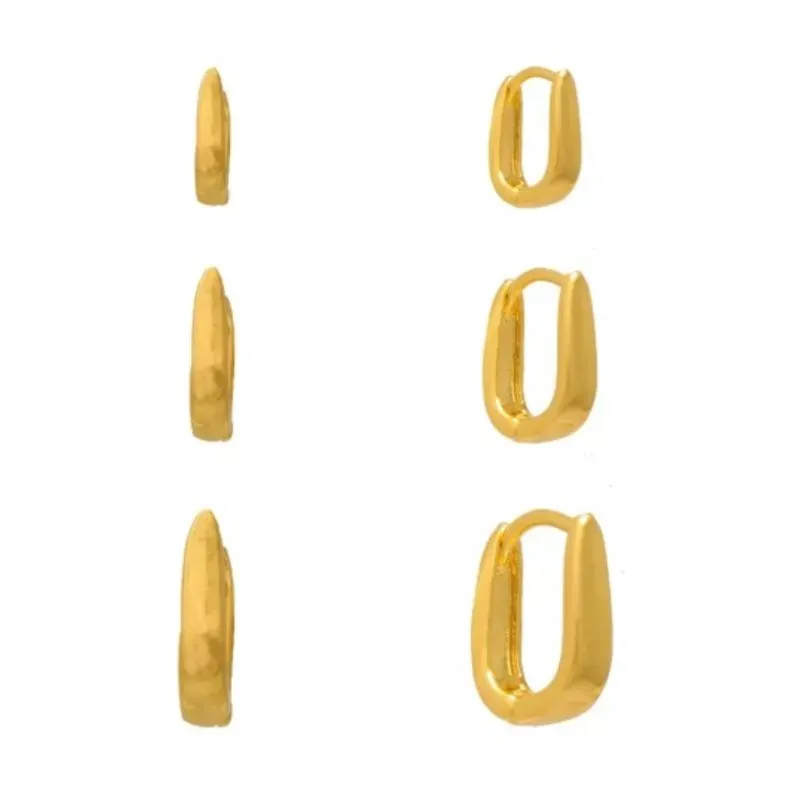 Argola Gota Lisa Quadradra P Ouro