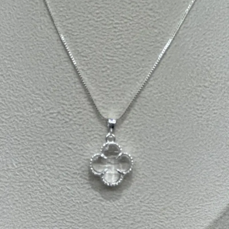 Colar Trevo Cristal Prata