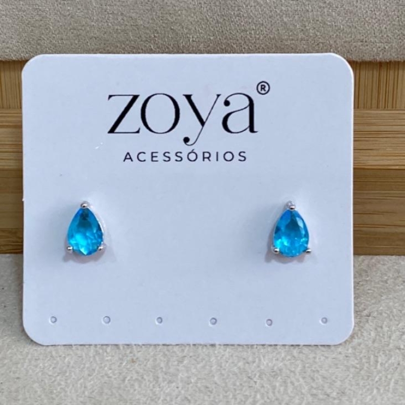 * Brinco Gota Acqua Blue Ice Stone