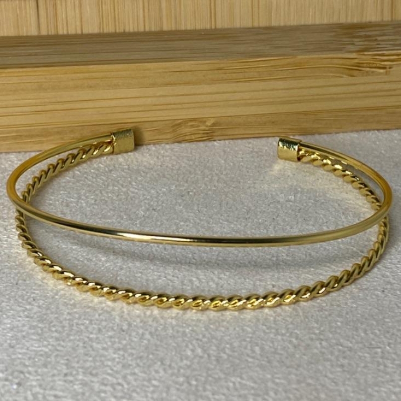 Bracelete Duplo Trançado e Liso