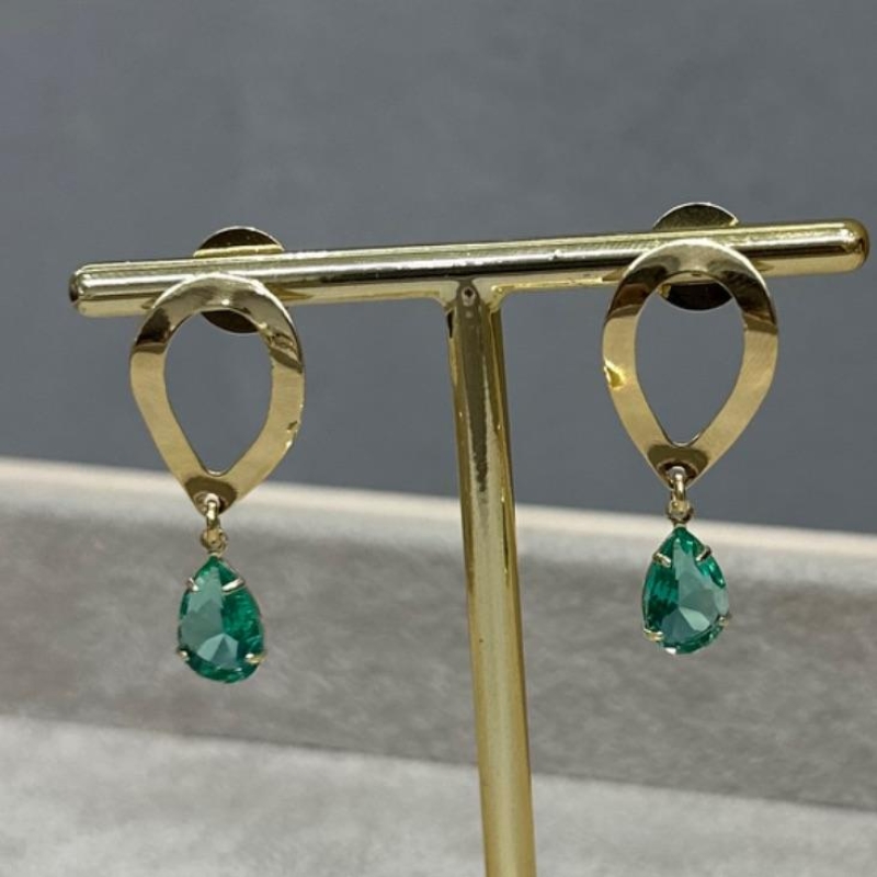 Brinco Ágape com Zircônia Verde