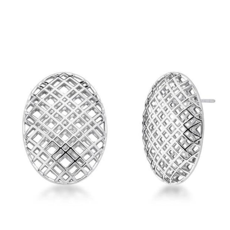 Brinco Oval texturizado Vazado