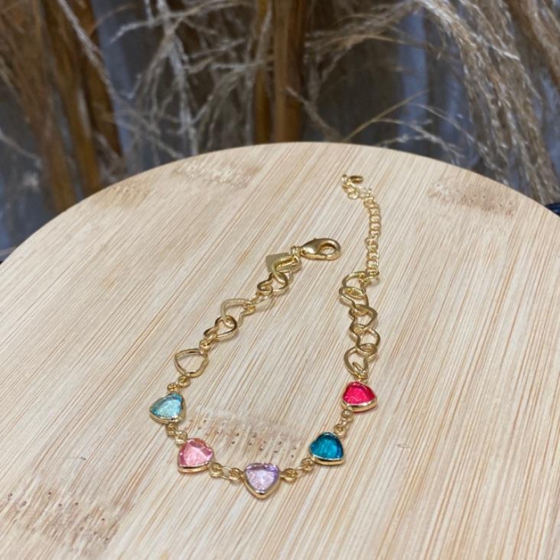 Pulseira Com Cristais Coração