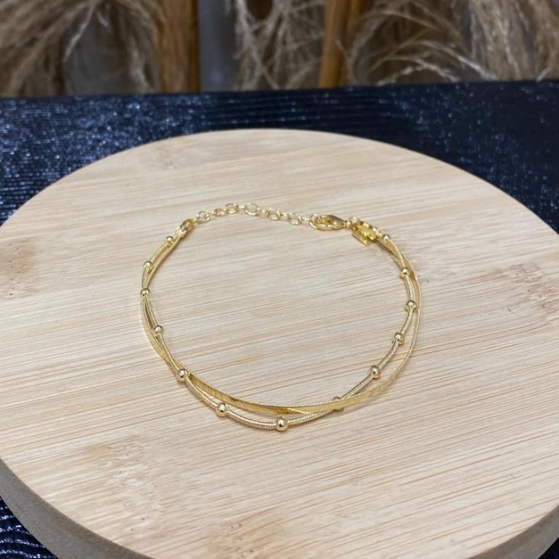 Pulseira Dupla Esferas e Fita