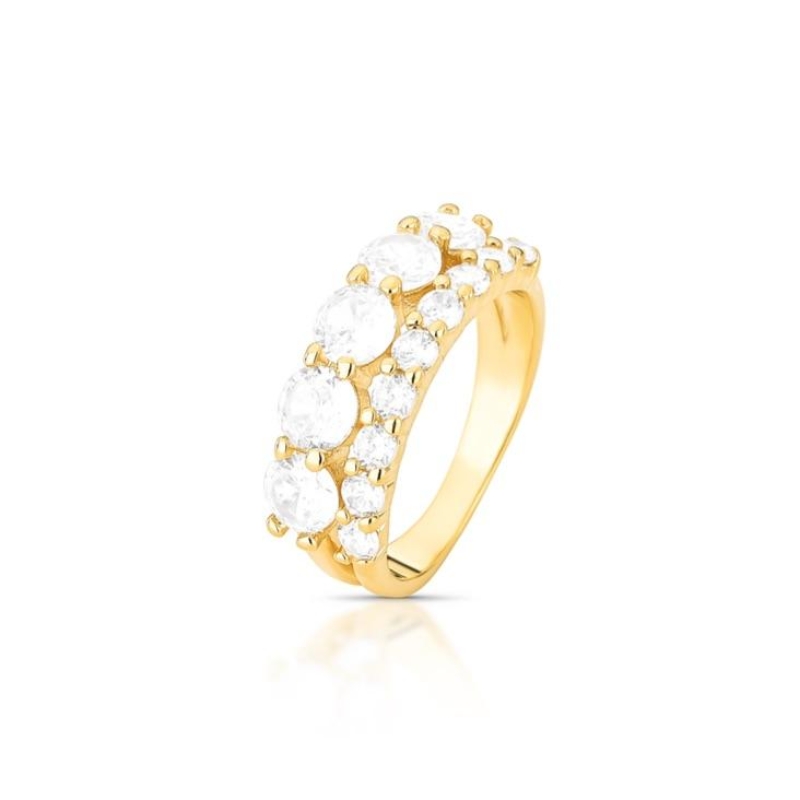 *Anel Duo Zircônias Cristal