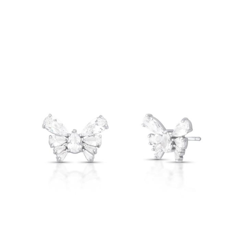 *Brinco Borboleta Pedra Gota Cristal