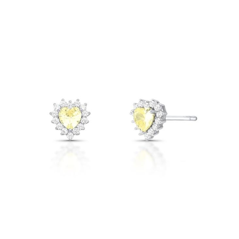 *Brinco Coração Cristal Yellow Fancy