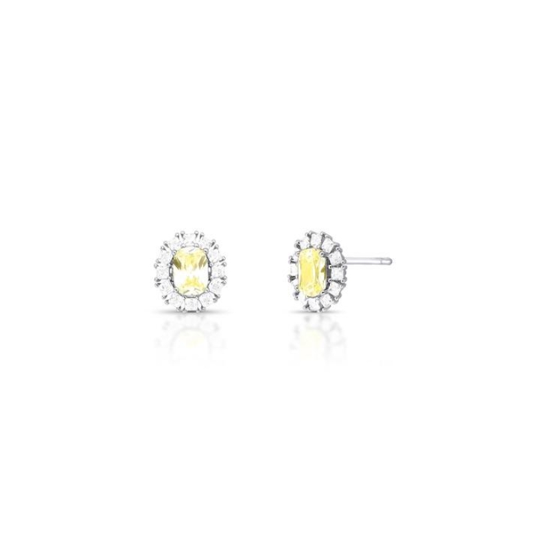 *Brinco Pedra Oval Yellow e Cristais