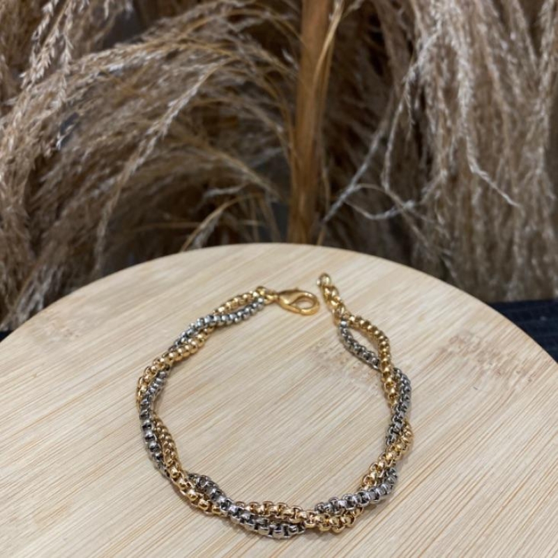 Pulseira Mariana Dupla Ródio e Ouro