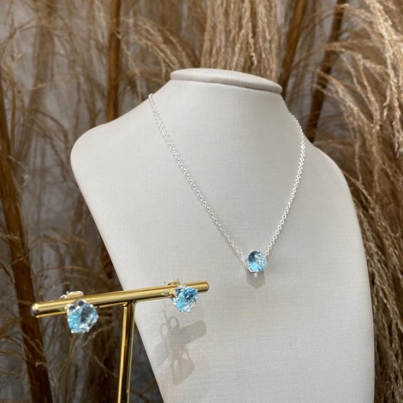 Conjunto Zircônia Acqua Blue