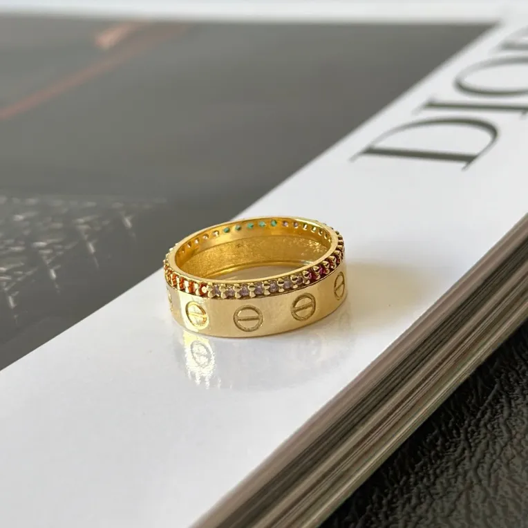 Anel Cartier Cristal Ouro;Tamanho:15