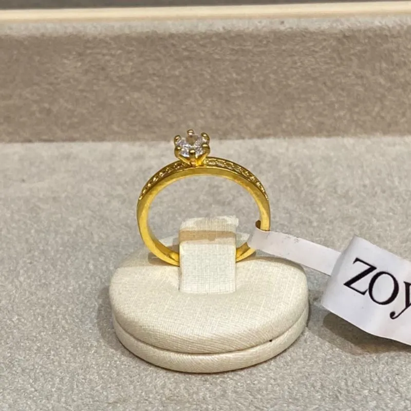 Anel Solitário Cravejado Tamanho:20;Banho de Ouro