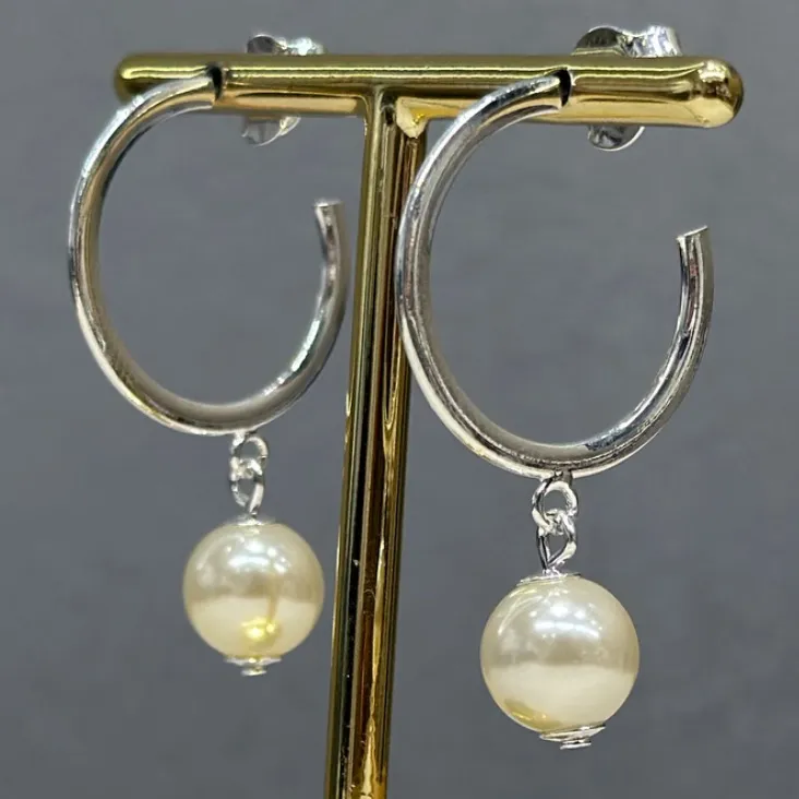 Argola Com Pérola Pêndulo