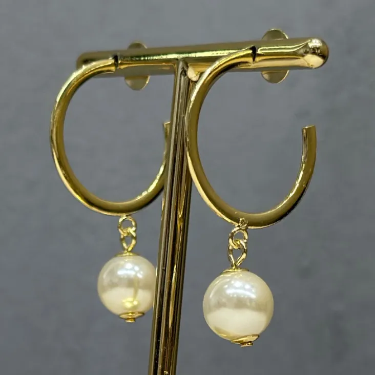 Argola Com Pérola Pêndulo