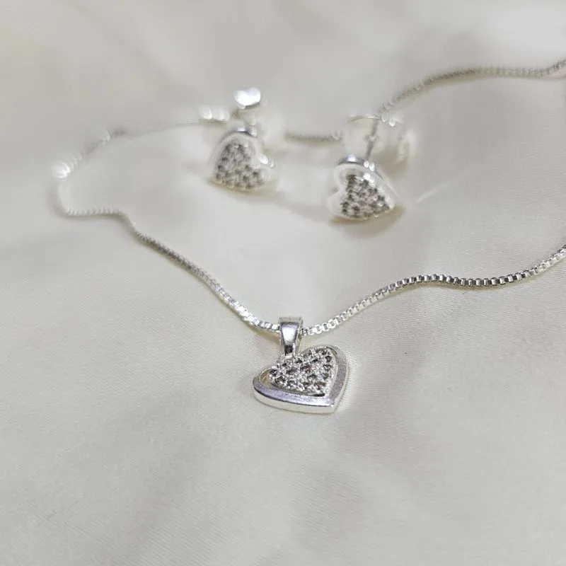 Conjunto Coração Liso & Cravejado (45cm)