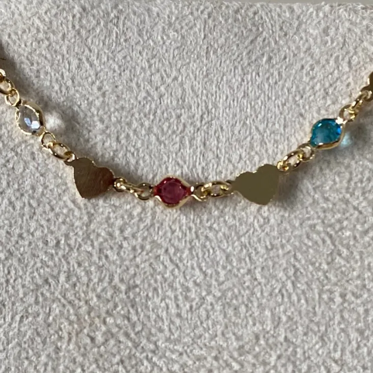 Pulseira Coração Liso com Zircônia Colorida