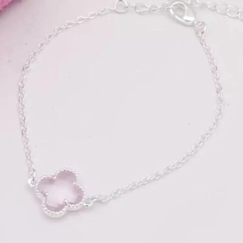 Pulseira Trevo com Cristal Rosa Candy
