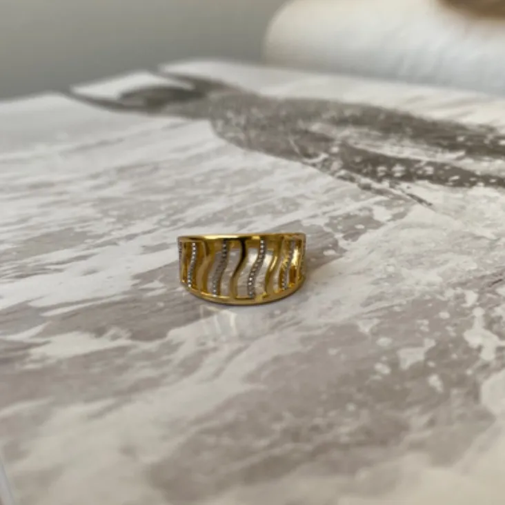 Anel Tiras Dourado e Ródio