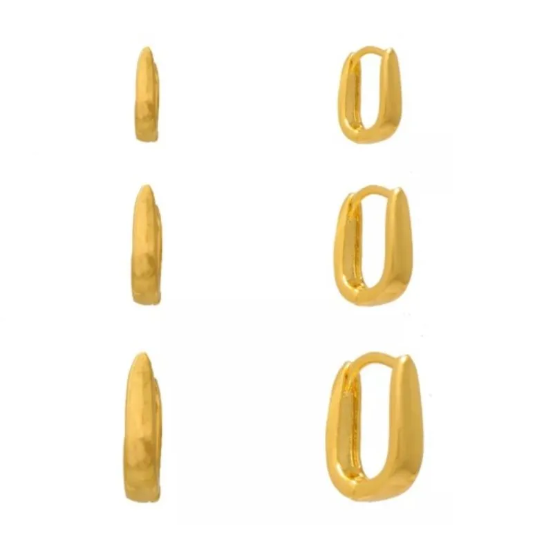 Argola Gota Lisa Quadradra P Ouro