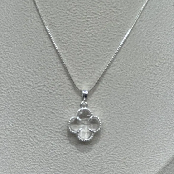 Colar Trevo Cristal Prata