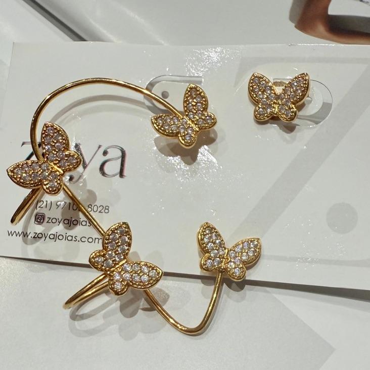 Brinco Borboletas Cristais