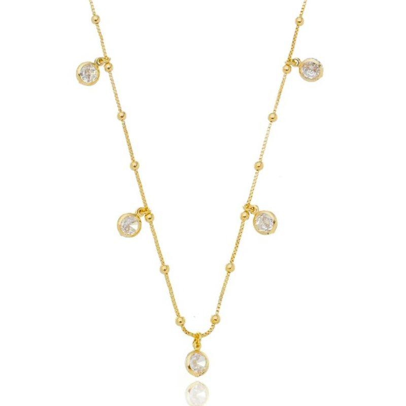 Colar Cindy Longo 9 Zircônias Cravejadas (70 cm)