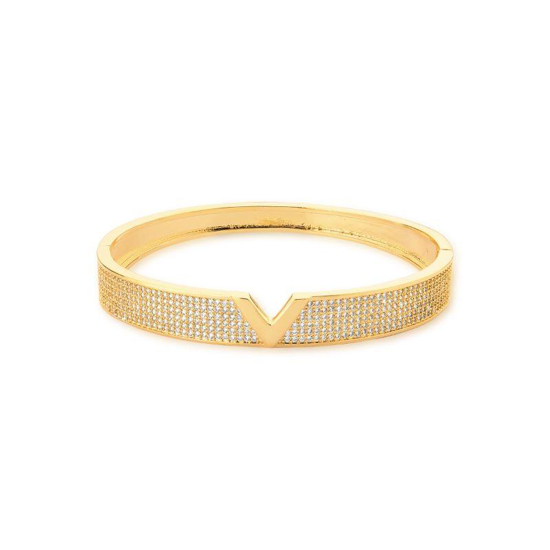 * Bracelete V Liso & Cravejado