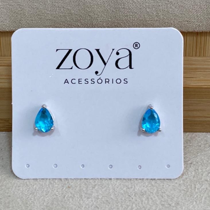* Brinco Gota Acqua Blue Ice Stone