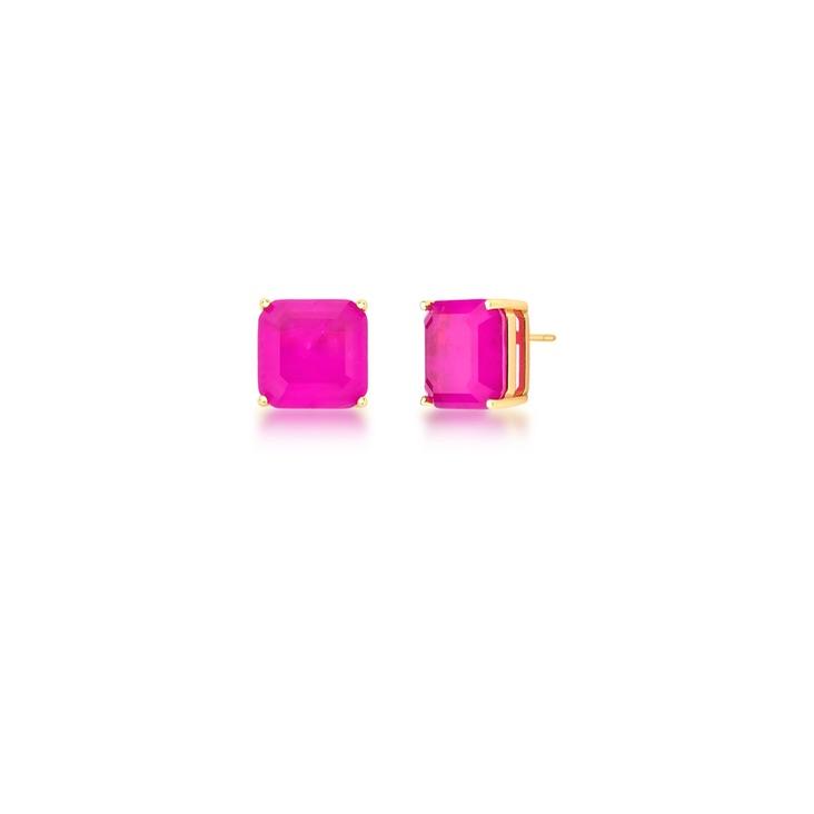 * Brinco Quadrado Rosa