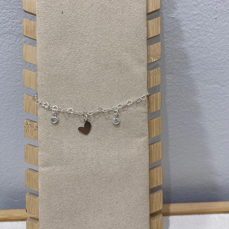 Pulseira Coração Corrente e Plaquinhas