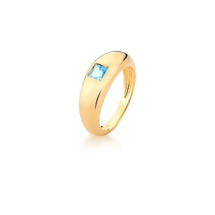 *Anel Liso Oval Blue